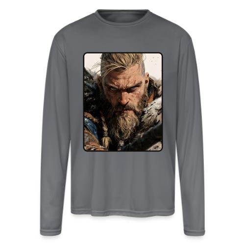 Fierce Viking Warrior Portrait - Men's Moisture Wicking Performance Long Sleeve T-Shirt