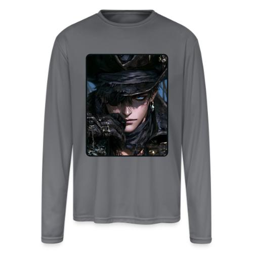 Dark Anime Pirate Warrior - Men's Moisture Wicking Performance Long Sleeve T-Shirt