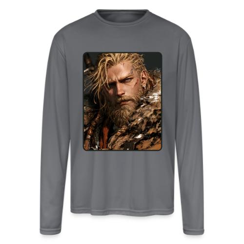 Battle-Scarred Viking Warrior - Men's Moisture Wicking Performance Long Sleeve T-Shirt