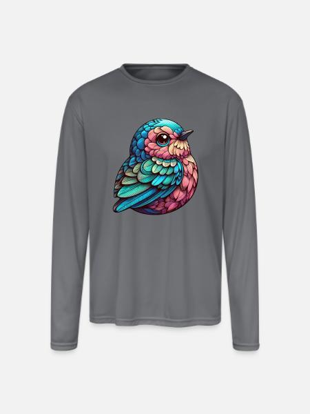 Vibrant Feathered Serenity - Men's Moisture Wicking Performance Long Sleeve T-Shirt - gray