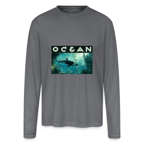 Ocean: Silent Hunter - Men's Moisture Wicking Performance Long Sleeve T-Shirt