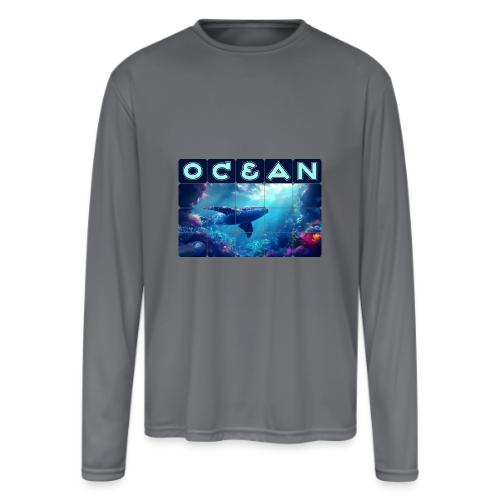 Ocean: Whale’s Path - Men's Moisture Wicking Performance Long Sleeve T-Shirt