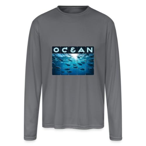 Ocean: Silver Tide - Men's Moisture Wicking Performance Long Sleeve T-Shirt