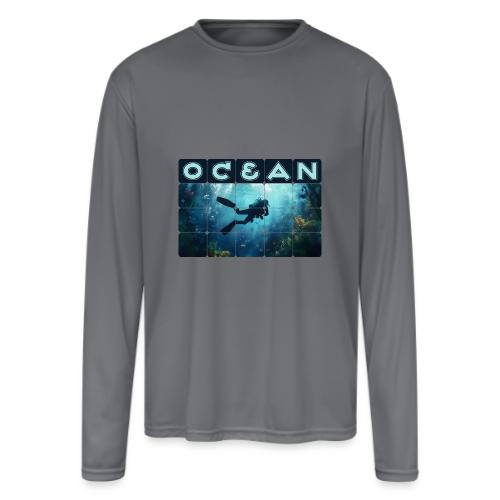 Ocean: Beneath the Blue - Men's Moisture Wicking Performance Long Sleeve T-Shirt