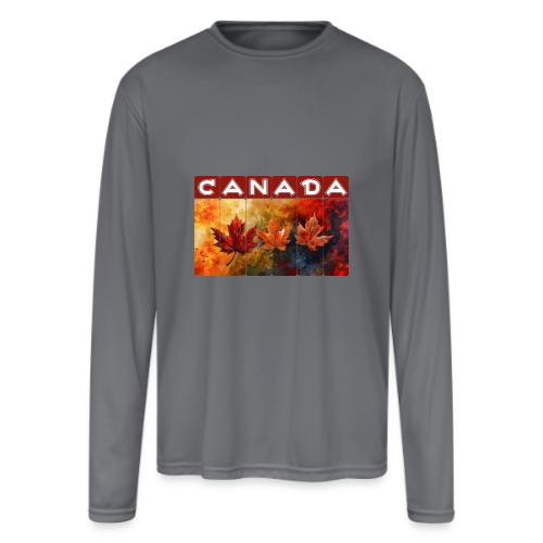 Painted Canada Leaves - Men's Moisture Wicking Performance Long Sleeve T-Shirt