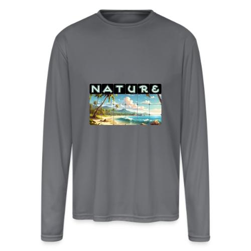 Nature: Sun-Kissed Shore - Men's Moisture Wicking Performance Long Sleeve T-Shirt