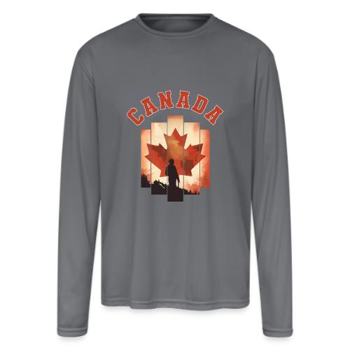 Proud Canadian Shadow - Men's Moisture Wicking Performance Long Sleeve T-Shirt