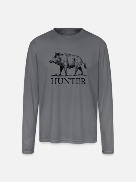 Hog Hunter - Men's Moisture Wicking Performance Long Sleeve T-Shirt - gray