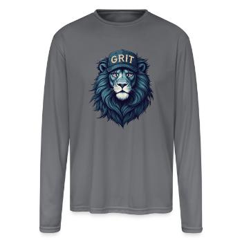 Grit Detroit - Men's Moisture Wicking Performance Long Sleeve T-Shirt - gray - Front