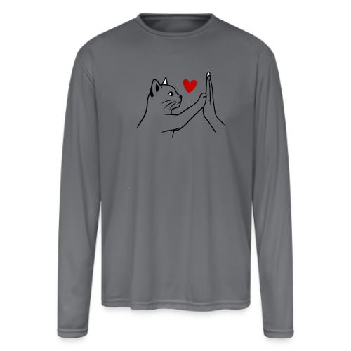 Cat Lover High-Five T-Shirt - Men's Moisture Wicking Performance Long Sleeve T-Shirt