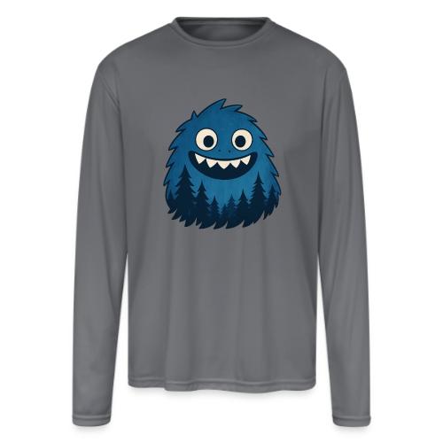 Whimsical Blue Forest Monster – Cute Cartoon Night - Men's Moisture Wicking Performance Long Sleeve T-Shirt