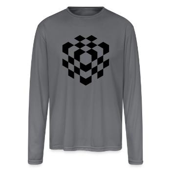 Checkered Cube - Men's Moisture Wicking Performance Long Sleeve T-Shirt - gray - Front
