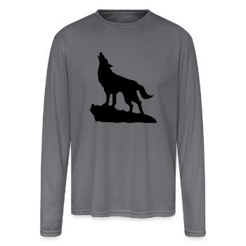 Wolf Howling - Men's Moisture Wicking Performance Long Sleeve T-Shirt - gray - Front