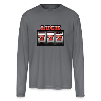Luck 777 - Men's Moisture Wicking Performance Long Sleeve T-Shirt - gray - Front