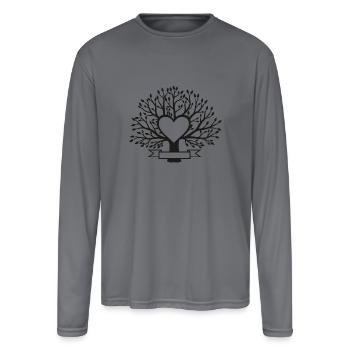 Custom Family Reunion Tree Heart - Men's Moisture Wicking Performance Long Sleeve T-Shirt - gray - Front