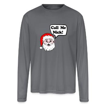Call Me Nick - Men's Moisture Wicking Performance Long Sleeve T-Shirt - gray - Front