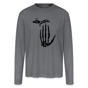 X-Ray Michigan - Men's Moisture Wicking Performance Long Sleeve T-Shirt - gray - Front