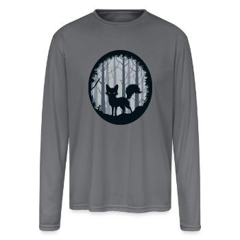 Wolf Howling at Night - Men's Moisture Wicking Performance Long Sleeve T-Shirt - gray - Front