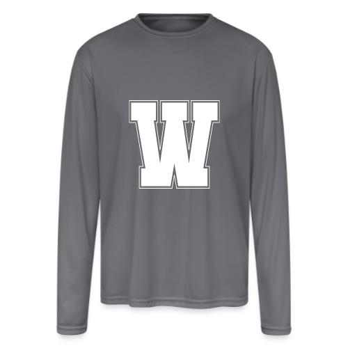 White Letter W – Varsity Alphabet Monogram - Men's Moisture Wicking Performance Long Sleeve T-Shirt