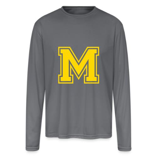 Letter M – Capital Athletic Alphabet Monogram - Men's Moisture Wicking Performance Long Sleeve T-Shirt