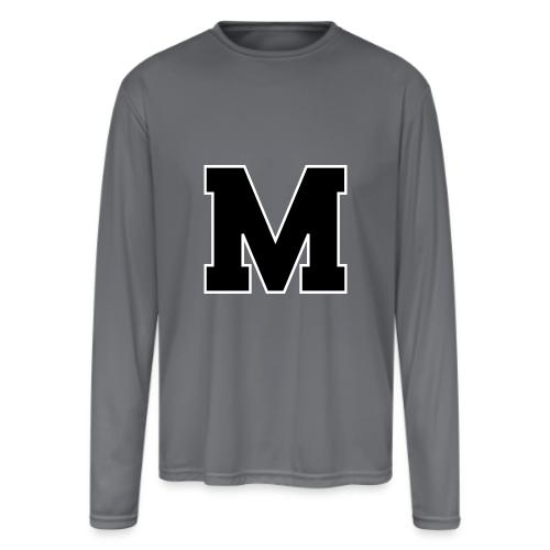 Varsity Letter M Collegiate Alphabet Art - Men's Moisture Wicking Performance Long Sleeve T-Shirt