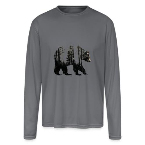 Evergreen Bear Silhouette - Men's Moisture Wicking Performance Long Sleeve T-Shirt