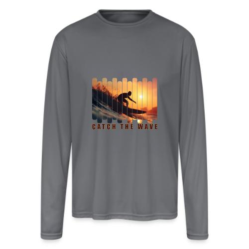 Surfing: Catch the Wave - Men's Moisture Wicking Performance Long Sleeve T-Shirt