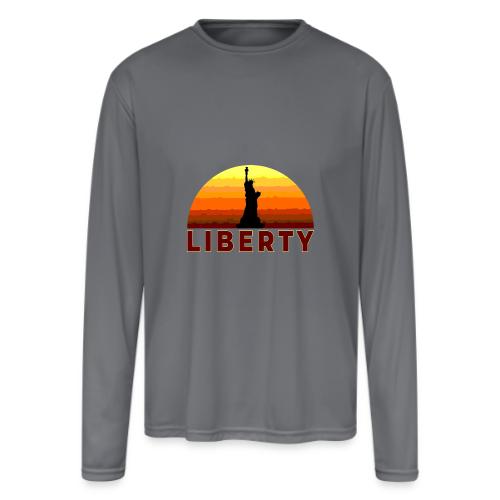 USA: Sunset Liberty Bold - Men's Moisture Wicking Performance Long Sleeve T-Shirt