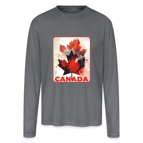 Canada Inked Leaf - Men's Moisture Wicking Performance Long Sleeve T-Shirt
