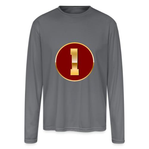 Number 1 in Gold Varsity Font - Men's Moisture Wicking Performance Long Sleeve T-Shirt