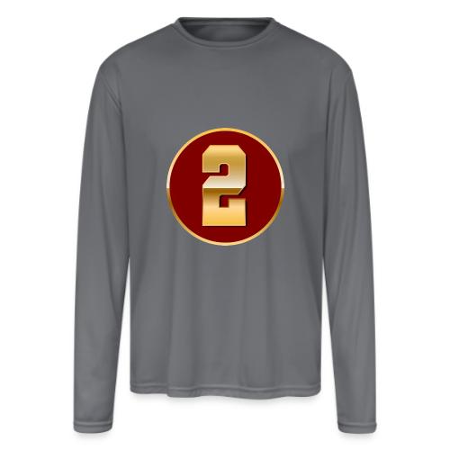 Number 2 in Gold Varsity Font - Men's Moisture Wicking Performance Long Sleeve T-Shirt