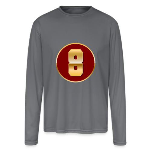 Number 8 in Gold Varsity Font - Men's Moisture Wicking Performance Long Sleeve T-Shirt