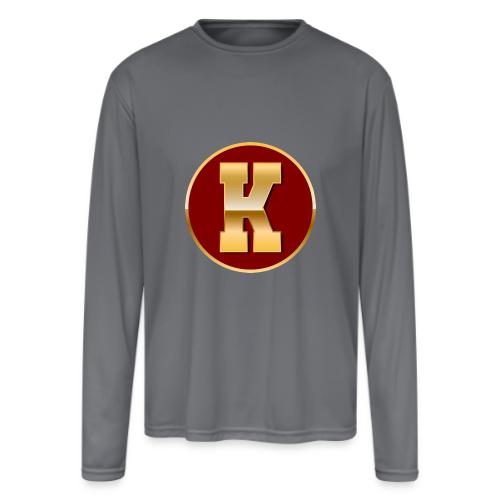Letter K – Capital Varsity Alphabet Monogram - Men's Moisture Wicking Performance Long Sleeve T-Shirt