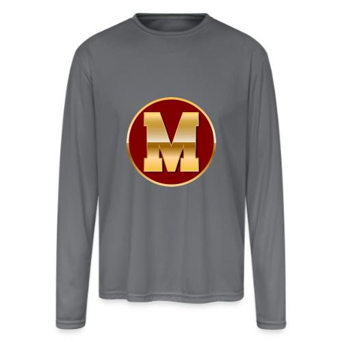 Letter M – Capital Varsity Alphabet Monogram - Men's Moisture Wicking Performance Long Sleeve T-Shirt