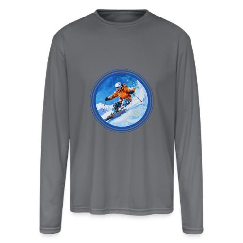 Skiing: On the Edge - Men's Moisture Wicking Performance Long Sleeve T-Shirt