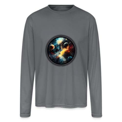 Painted Cosmos of Planets - Men's Moisture Wicking Performance Long Sleeve T-Shirt