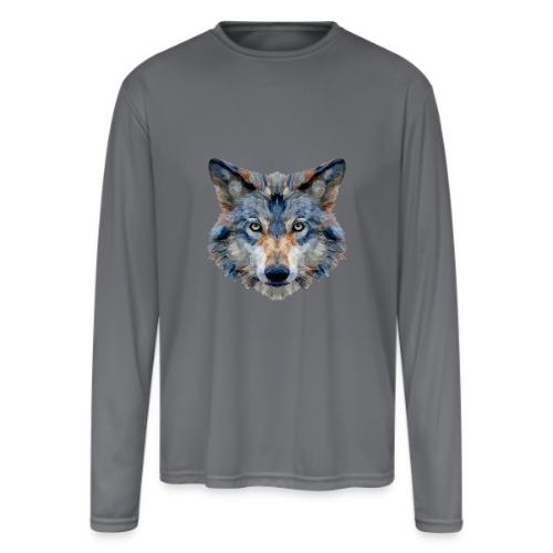 Wolf: Chromatic Wild Gaze - Men's Moisture Wicking Performance Long Sleeve T-Shirt