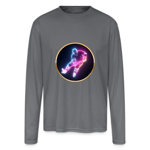 Hockey: Neon Ice Striker - Men's Moisture Wicking Performance Long Sleeve T-Shirt