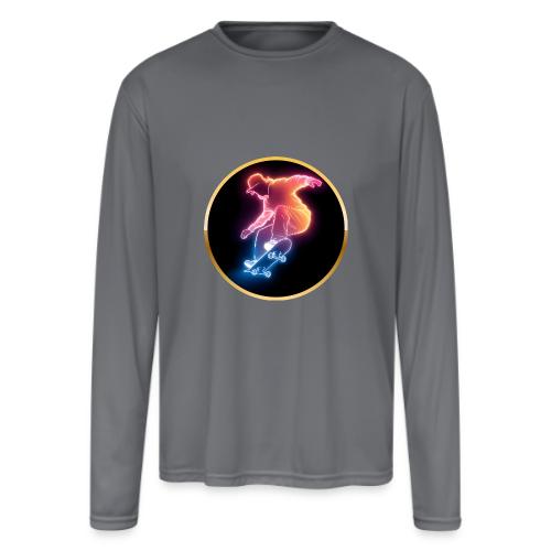 Skateboarding: Golden Trick Rider - Men's Moisture Wicking Performance Long Sleeve T-Shirt