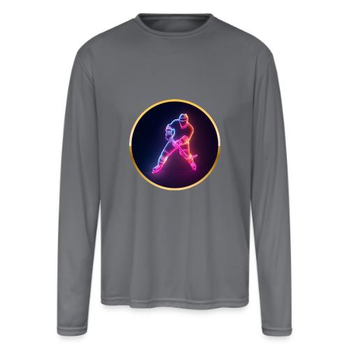 Hockey: Neon Ice Strike - Men's Moisture Wicking Performance Long Sleeve T-Shirt