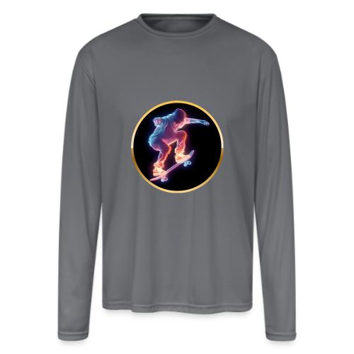 Skateboarding: Neon Skate Orbit - Men's Moisture Wicking Performance Long Sleeve T-Shirt