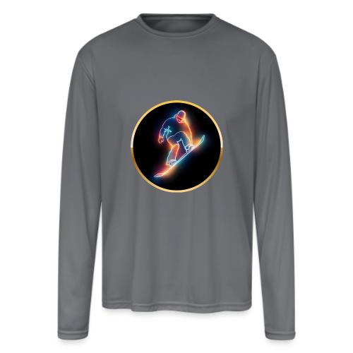 Golden Neon Snowboard - Men's Moisture Wicking Performance Long Sleeve T-Shirt