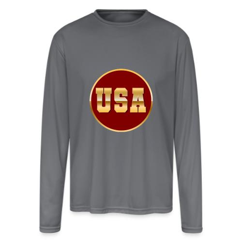 Golden USA Seal - Men's Moisture Wicking Performance Long Sleeve T-Shirt