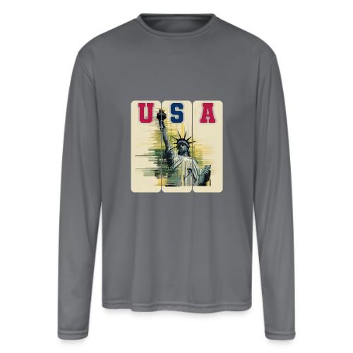 Art illustration of the Statue of Liberty - Men's Moisture Wicking Performance Long Sleeve T-Shirt