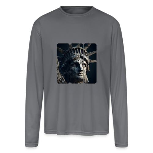 USA: Liberty in Shadows - Men's Moisture Wicking Performance Long Sleeve T-Shirt