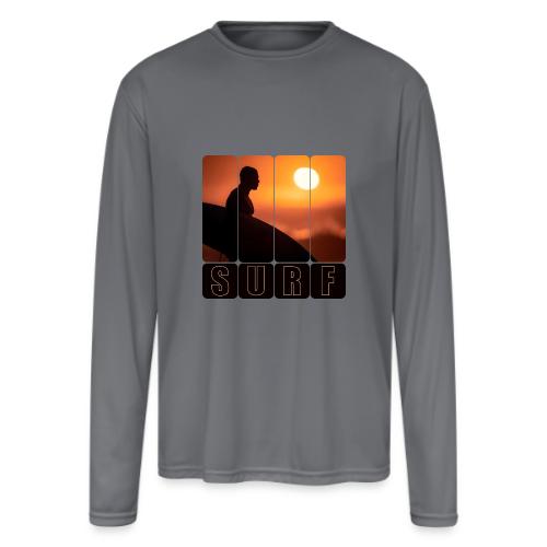 Surfing: Sunset Surf Panels - Men's Moisture Wicking Performance Long Sleeve T-Shirt