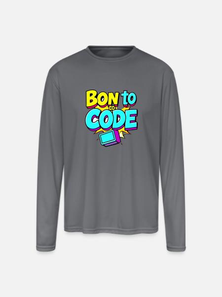Bon to Code - Men's Moisture Wicking Performance Long Sleeve T-Shirt - gray