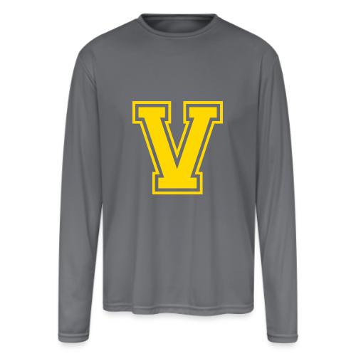 Letter V – Capital Athletic Alphabet Monogram - Men's Moisture Wicking Performance Long Sleeve T-Shirt