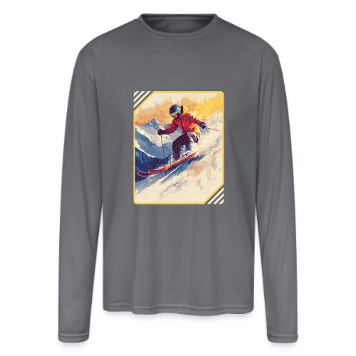 Skiing Through Snow Dreams - Men's Moisture Wicking Performance Long Sleeve T-Shirt