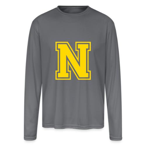 Letter N – Capital Athletic Alphabet Monogram - Men's Moisture Wicking Performance Long Sleeve T-Shirt